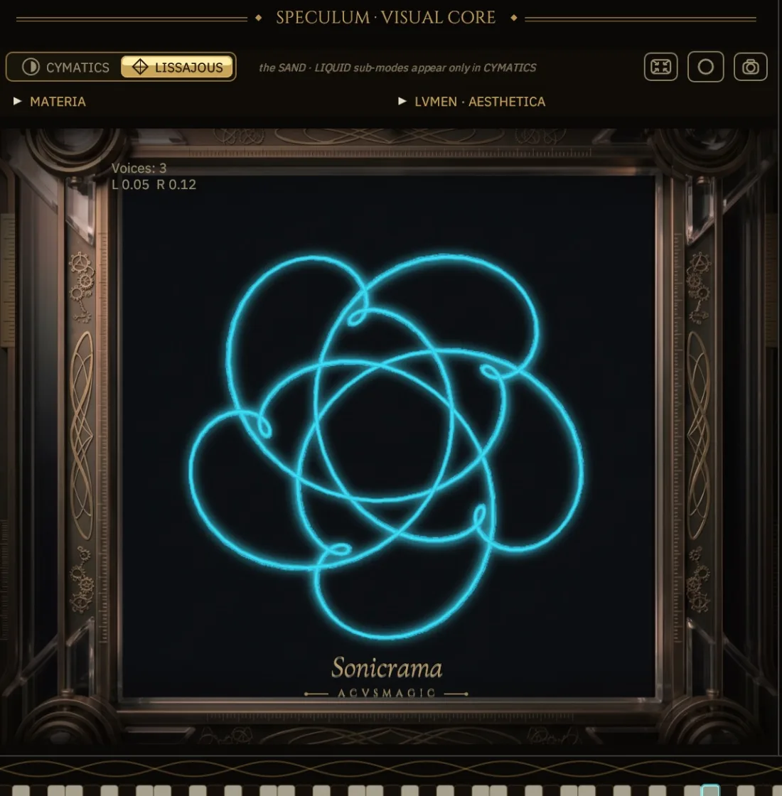 A luminous Lissajous figure traced by two oscillators.